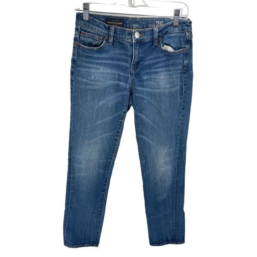 J Crew Womens Broken In Boyfriend Jeans 5 Pocket Medium Wash Denim Blue Size 26